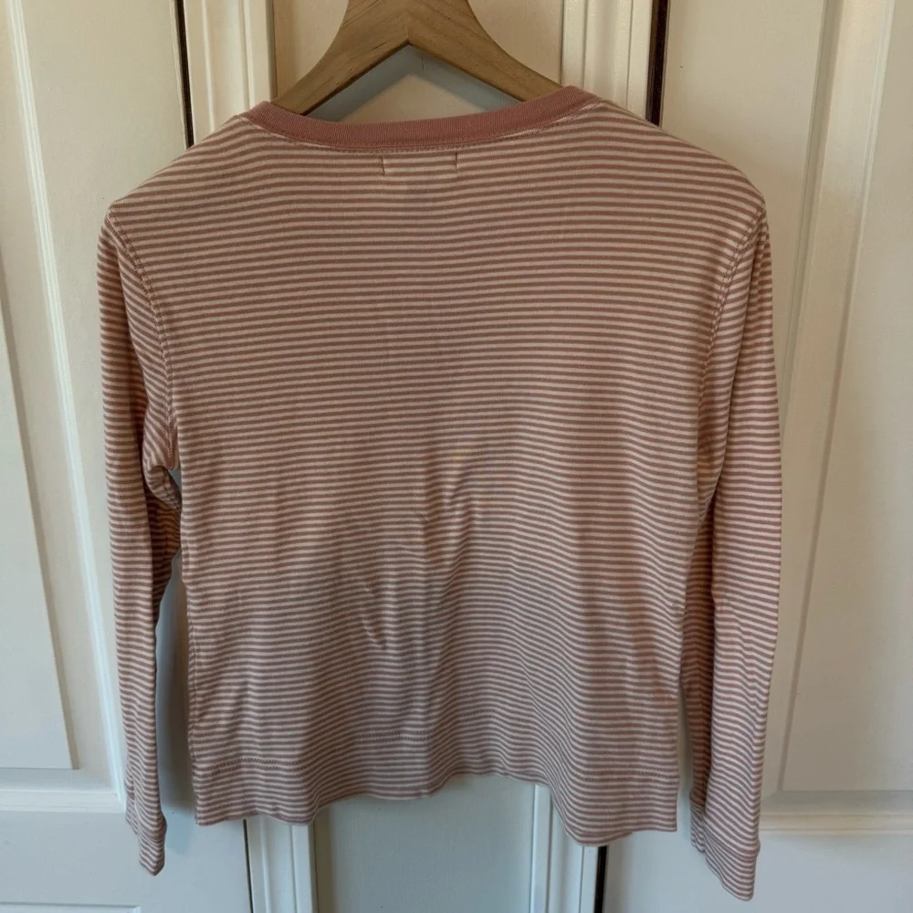 Lauren Ralph Lauren Women’s Pink &. White Striped Long Sleeve Size M 100% Cotton